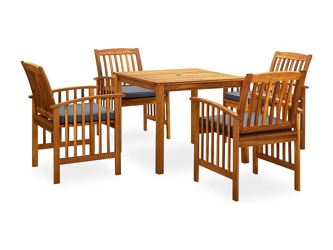 Skovil  Ensemble à manger de jardin 5 pcs avec coussins Acacia solide