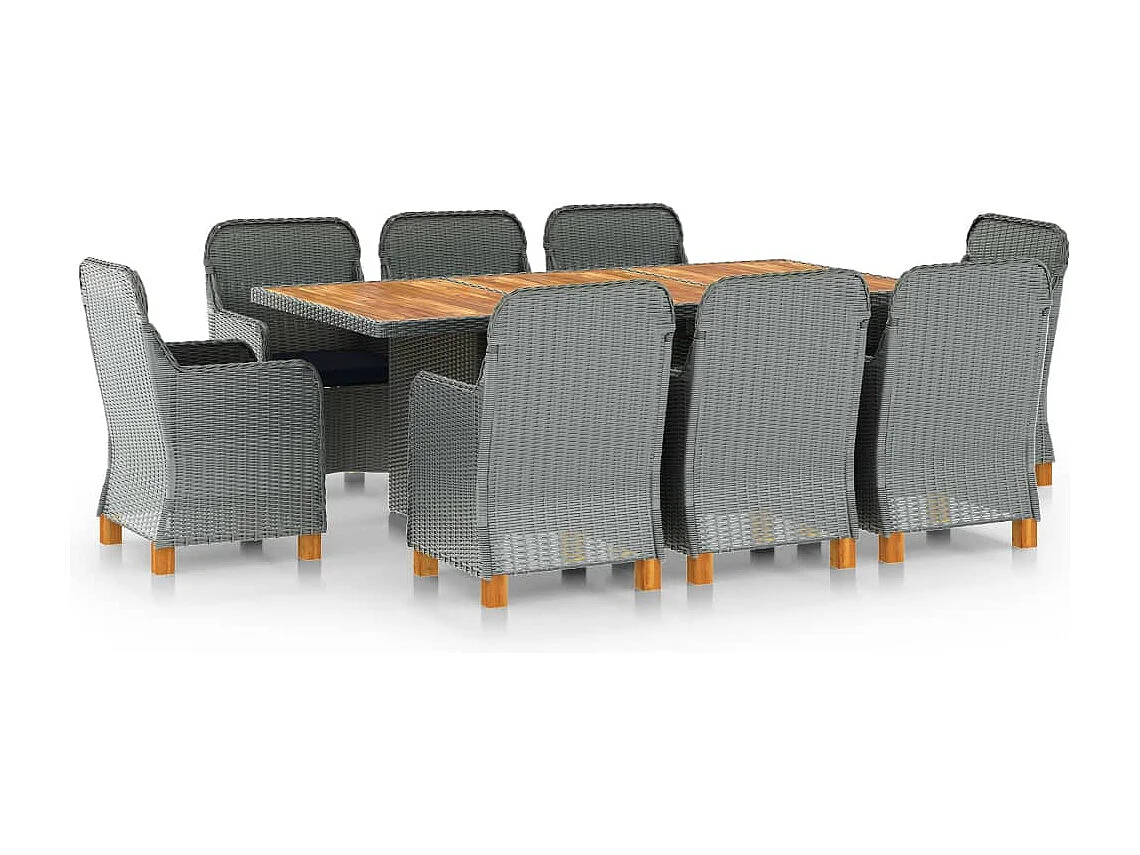 Horsham  9-delige Tuinset met kussens poly rattan lichtgrijs