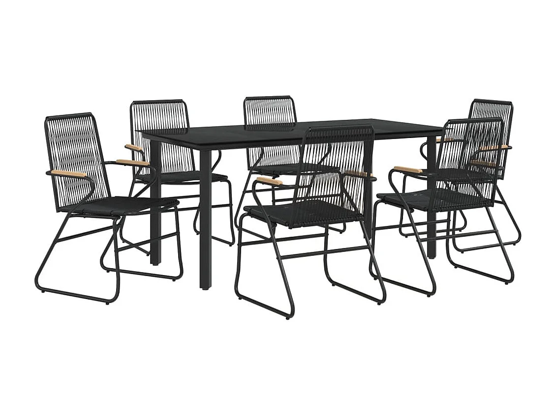 Claudine  Ensemble à manger de jardin 7 pcs Noir Rotin PVC