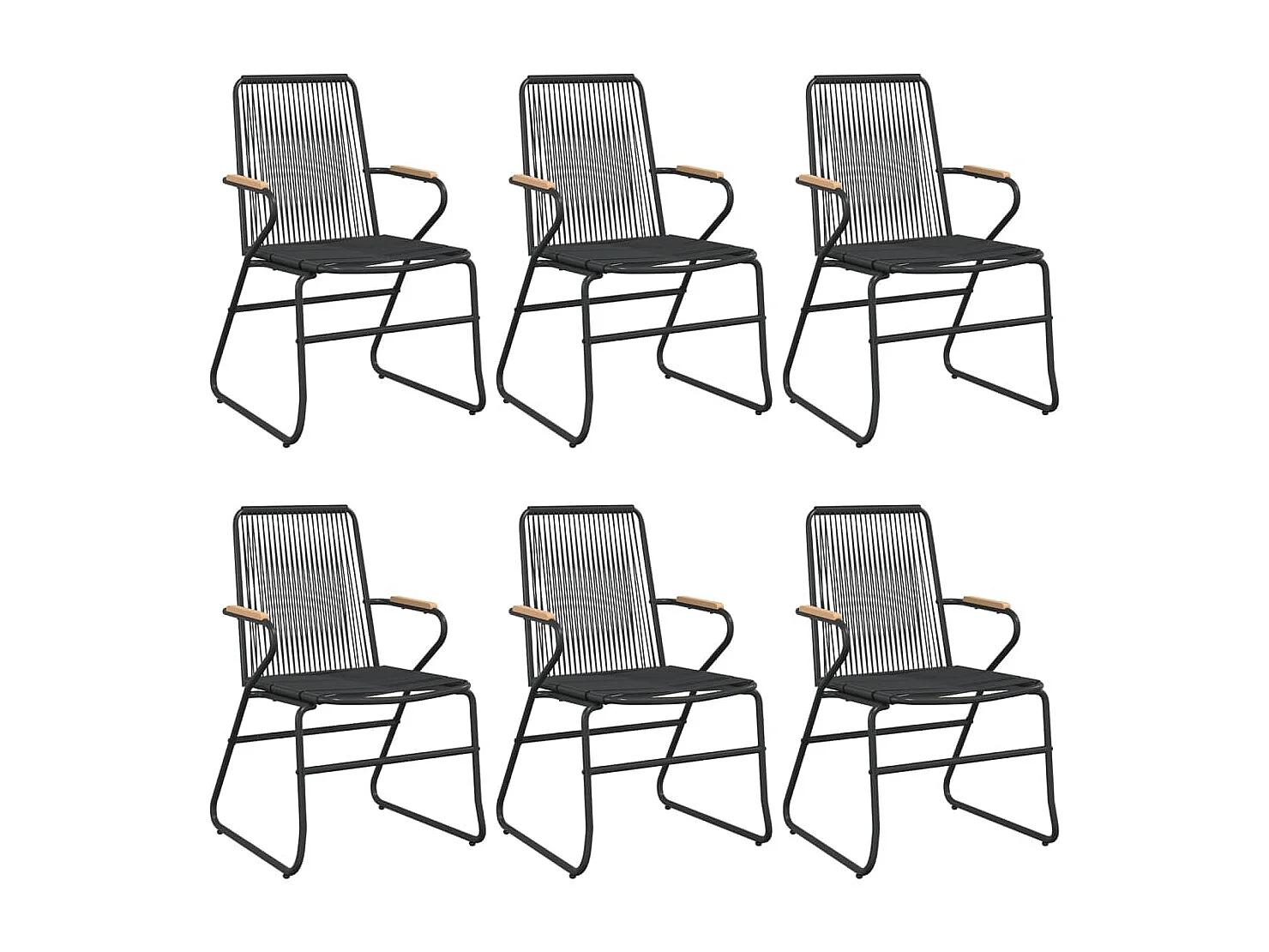 Claudine  Ensemble à manger de jardin 7 pcs Noir Rotin PVC