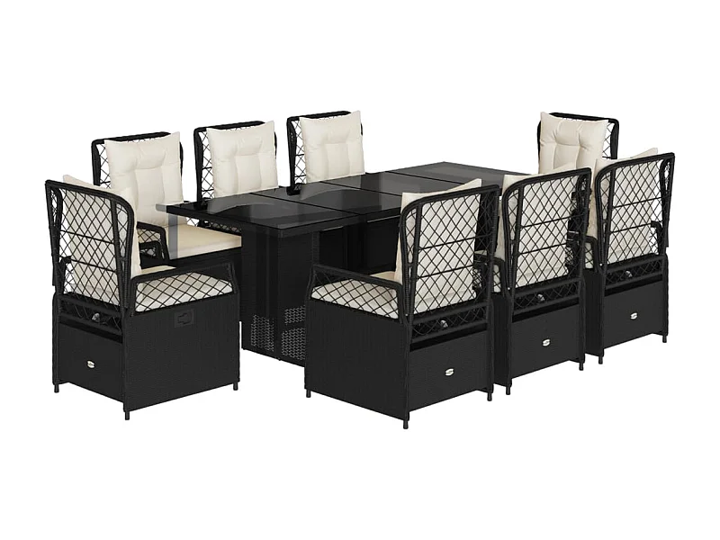 Veteli  9-delige Tuinset poly rattan zwart