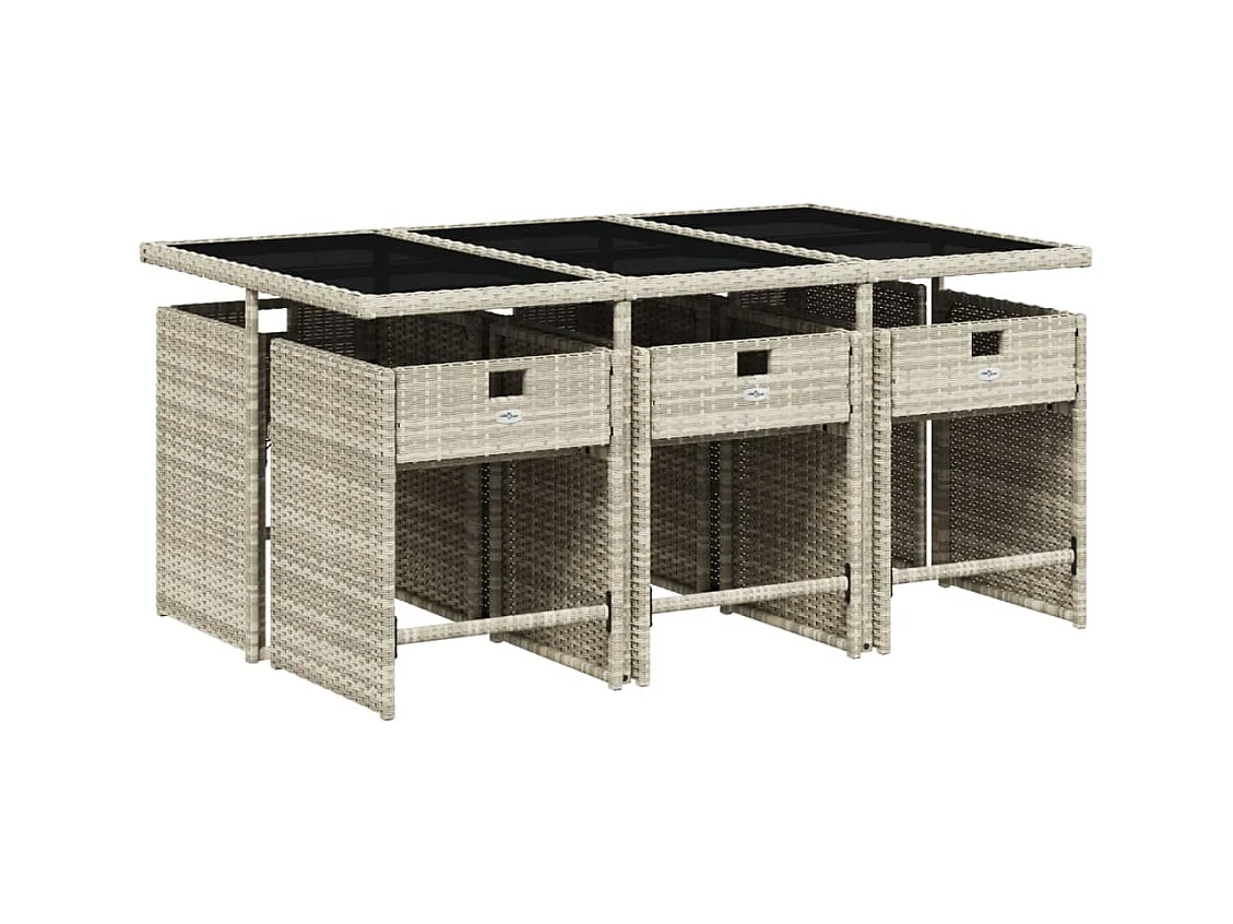 Zele  7-delige Tuinset met kussens poly rattan grijs