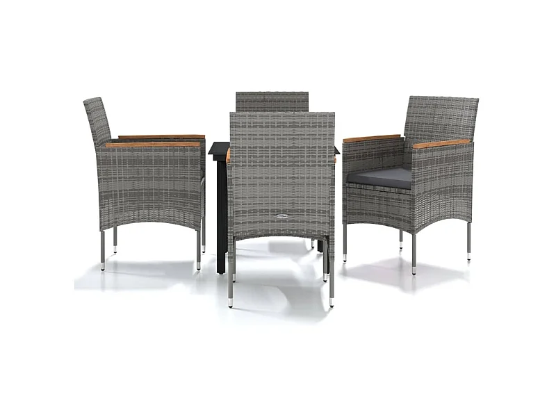 Union  Ensemble à manger de jardin et coussins 5pcs Gris/noir