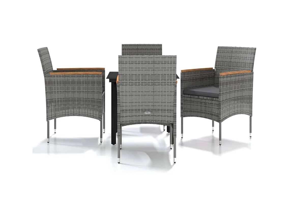 Union  Ensemble à manger de jardin et coussins 5pcs Gris/noir