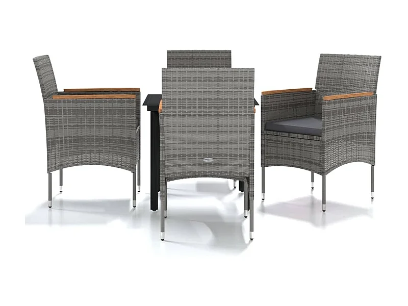 Union  Ensemble à manger de jardin et coussins 5pcs Gris/noir