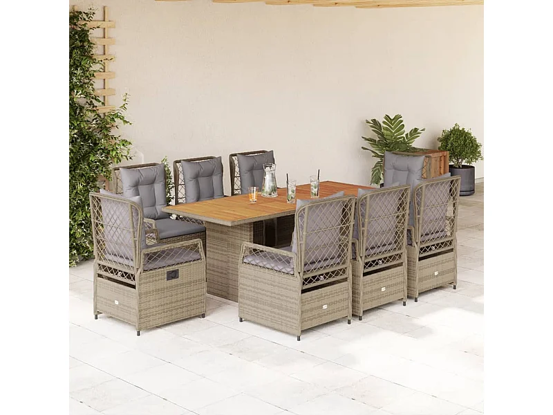 Veteli  9-delige Tuinset met kussens poly rattan beige