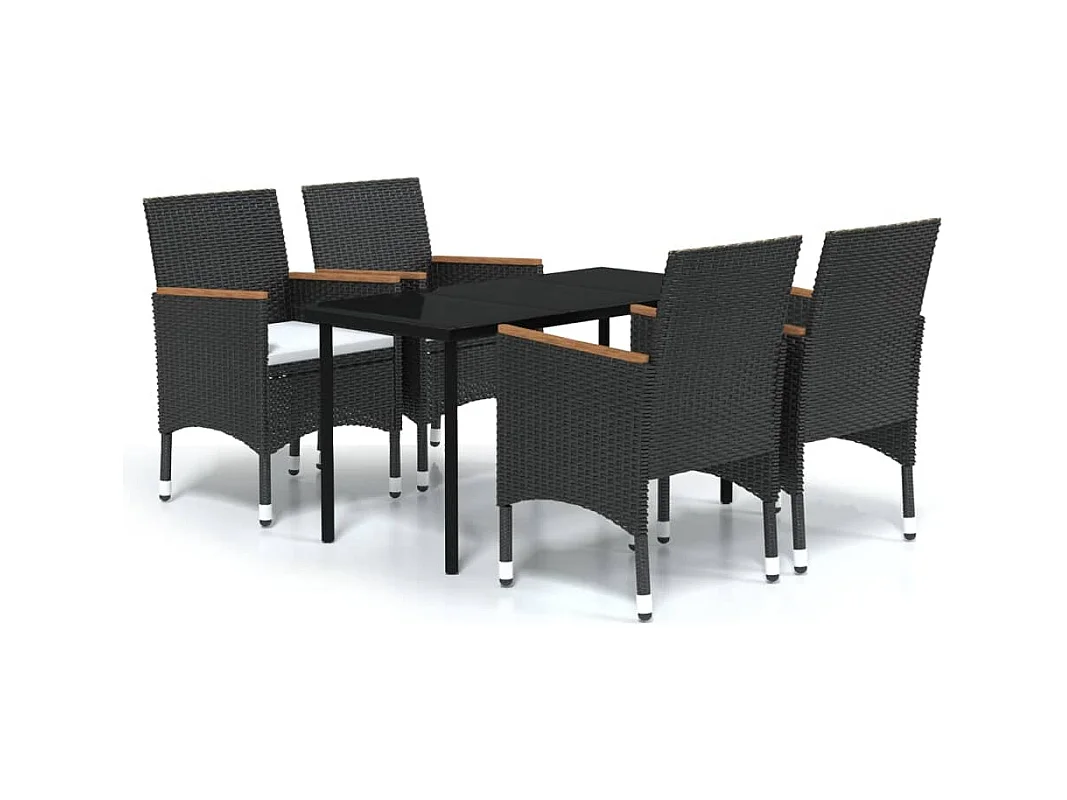 Union  Ensemble à manger de jardin avec coussins 5 pcs Noir