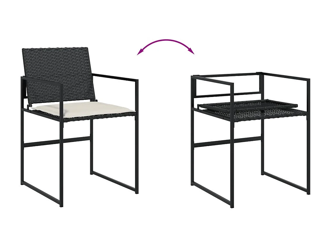 Quintus  Ensemble à manger de jardin 15 pcs coussins noir résine tressée