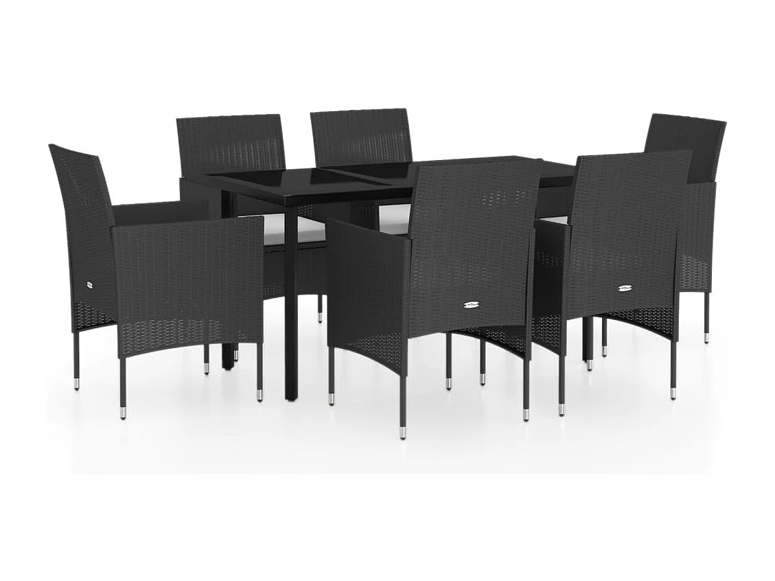 Hillsboro  Juego de comedor de jardín 7 piezas con cojines negro