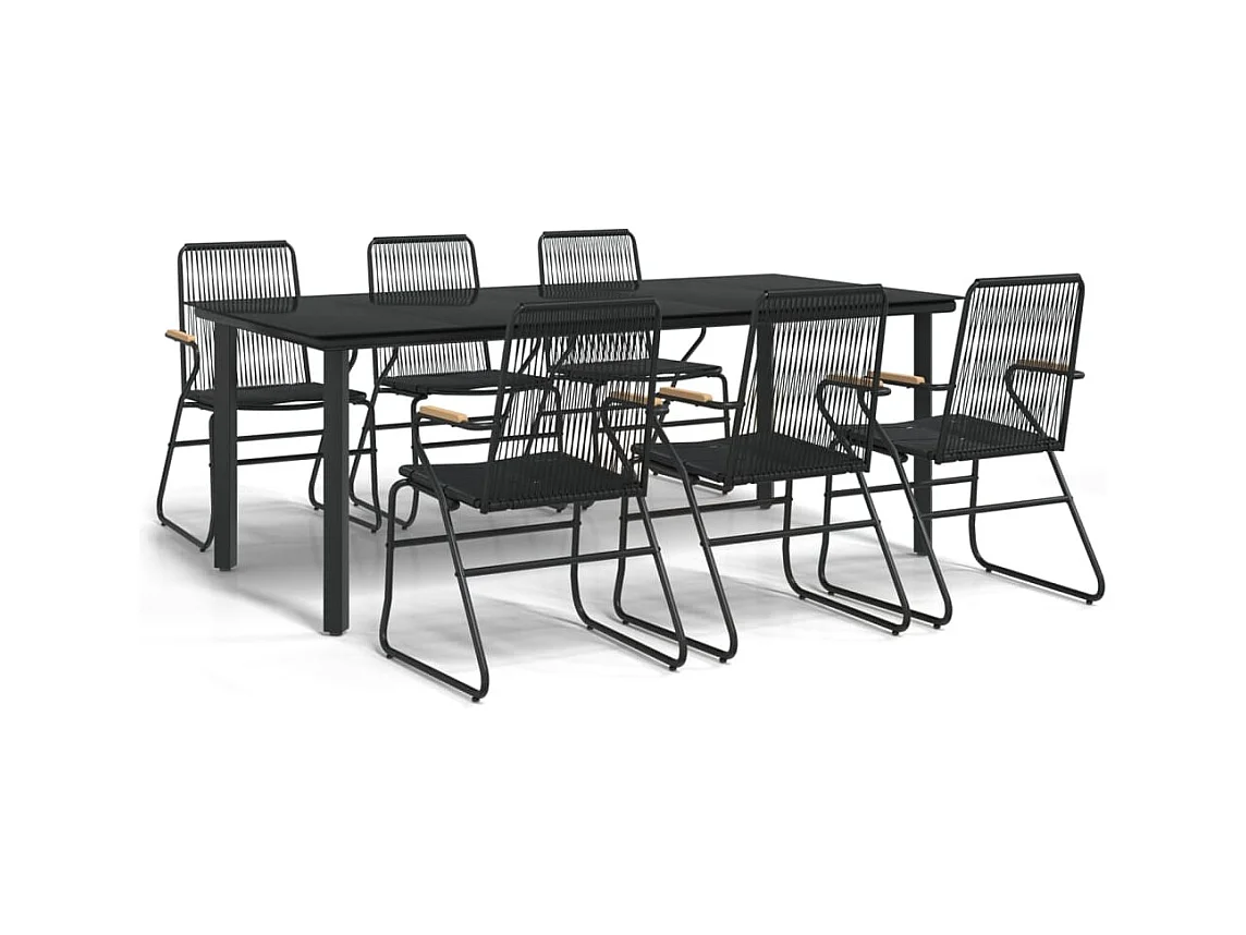 Claudine  Ensemble à manger de jardin 7 pcs Noir Rotin PVC