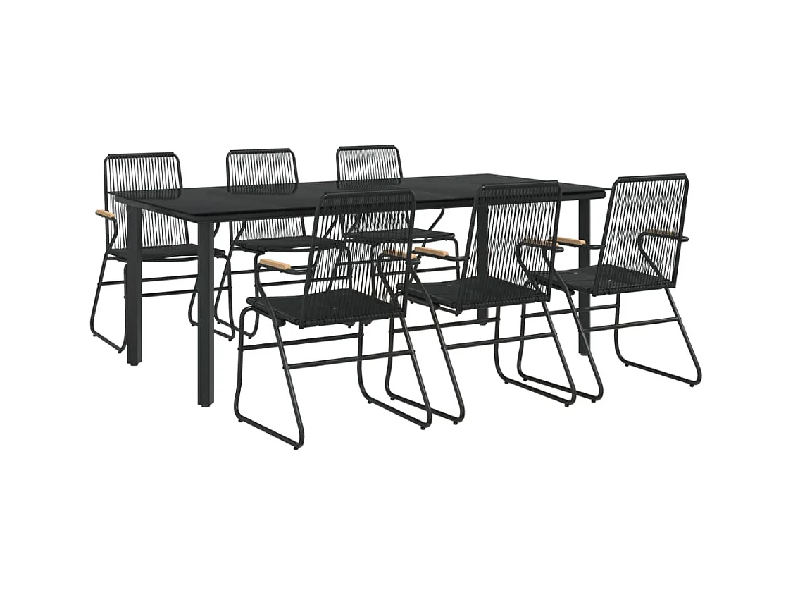 Claudine  Ensemble à manger de jardin 7 pcs Noir Rotin PVC