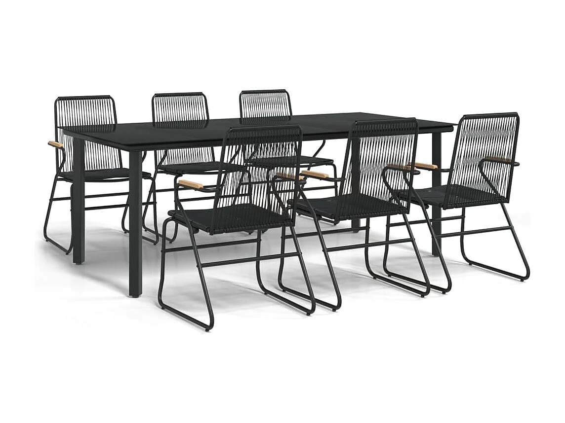 Claudine  Ensemble à manger de jardin 7 pcs Noir Rotin PVC
