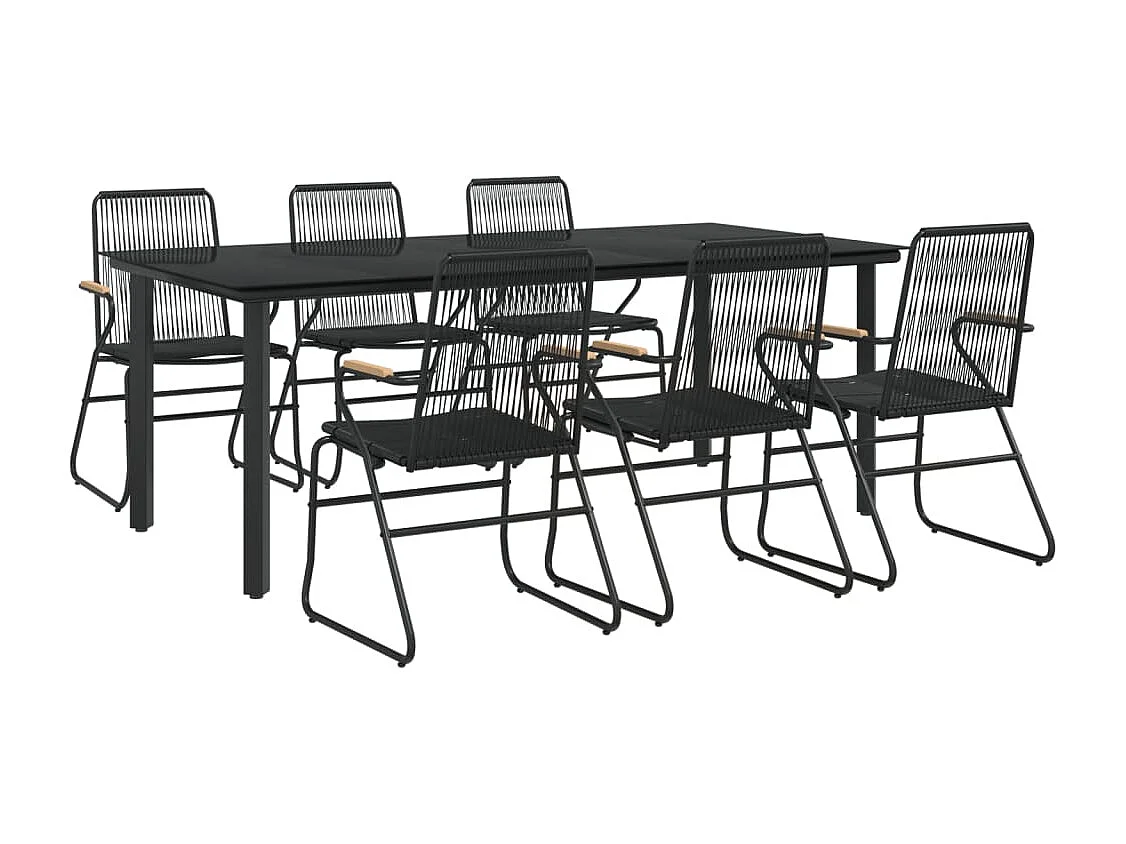 Claudine  Ensemble à manger de jardin 7 pcs Noir Rotin PVC
