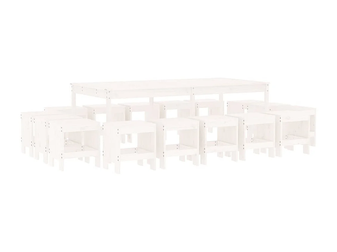 Louis-Philippe-Francis  Ensemble à manger de jardin 17 pcs blanc bois massif de pin