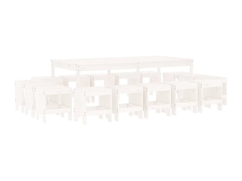 Louis-Philippe-Francis  Ensemble à manger de jardin 17 pcs blanc bois massif de pin