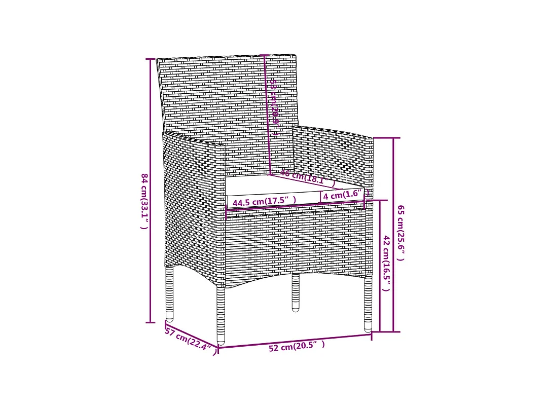 Germain  Ensemble à manger de jardin 3 pcs Résine tressée Noir
