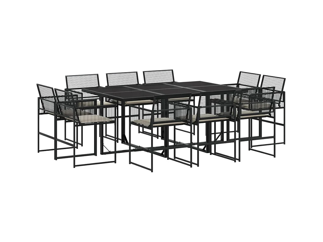 Van Nuys  11-delige Tuinset met kussens poly rattan zwart