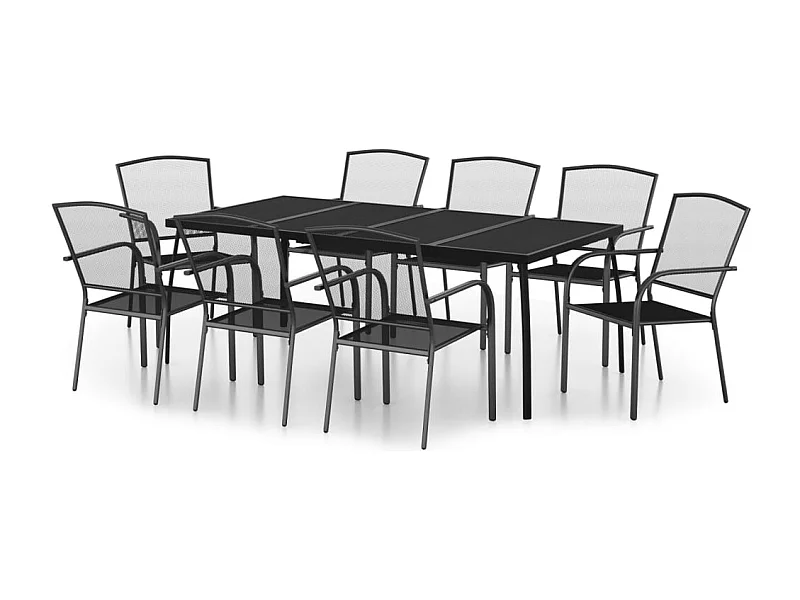 Booneville  9-delige Tuinset staal antracietkleurig