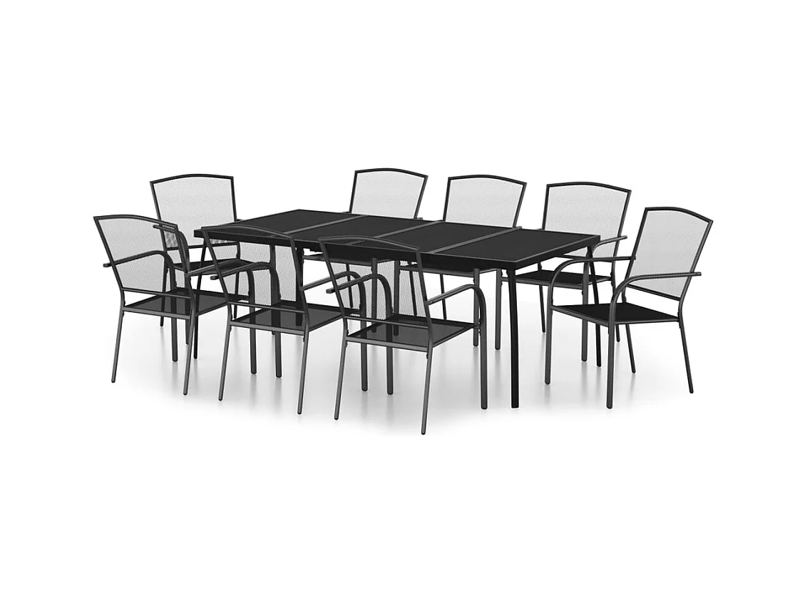 Booneville  Ensemble à manger de jardin 9 pcs anthracite acier