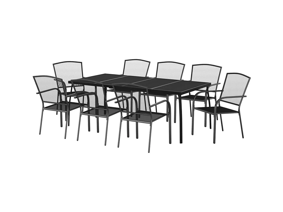 Booneville  Ensemble à manger de jardin 9 pcs anthracite acier