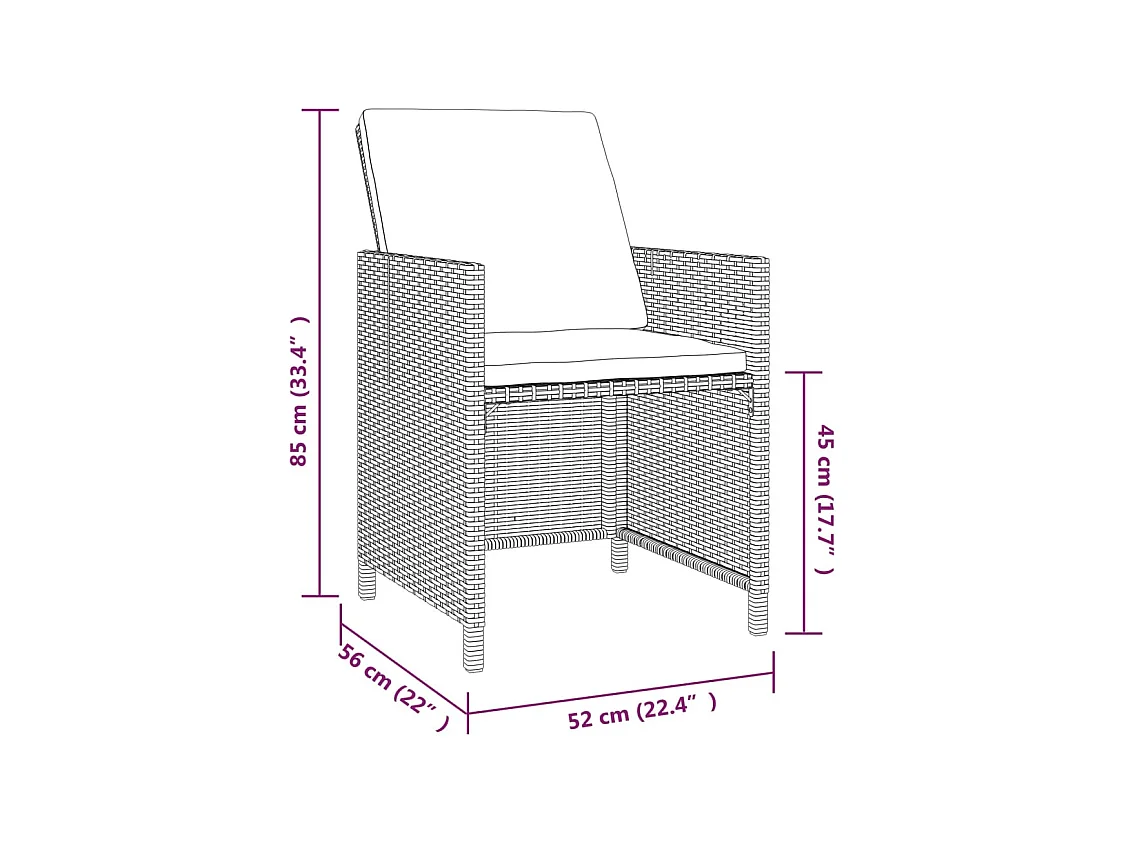 Hugo  Ensemble à manger de jardin coussins 9pcs Résine tressée Noir