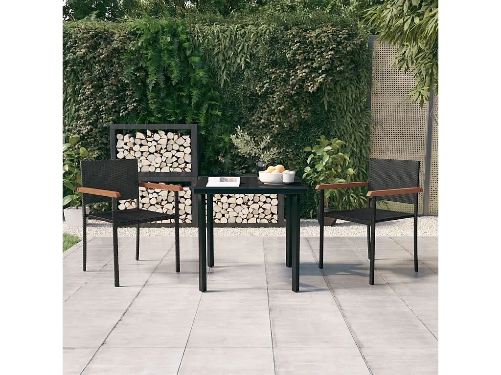 Ingrid Elise  Ensemble à manger de jardin 3 pcs Noir