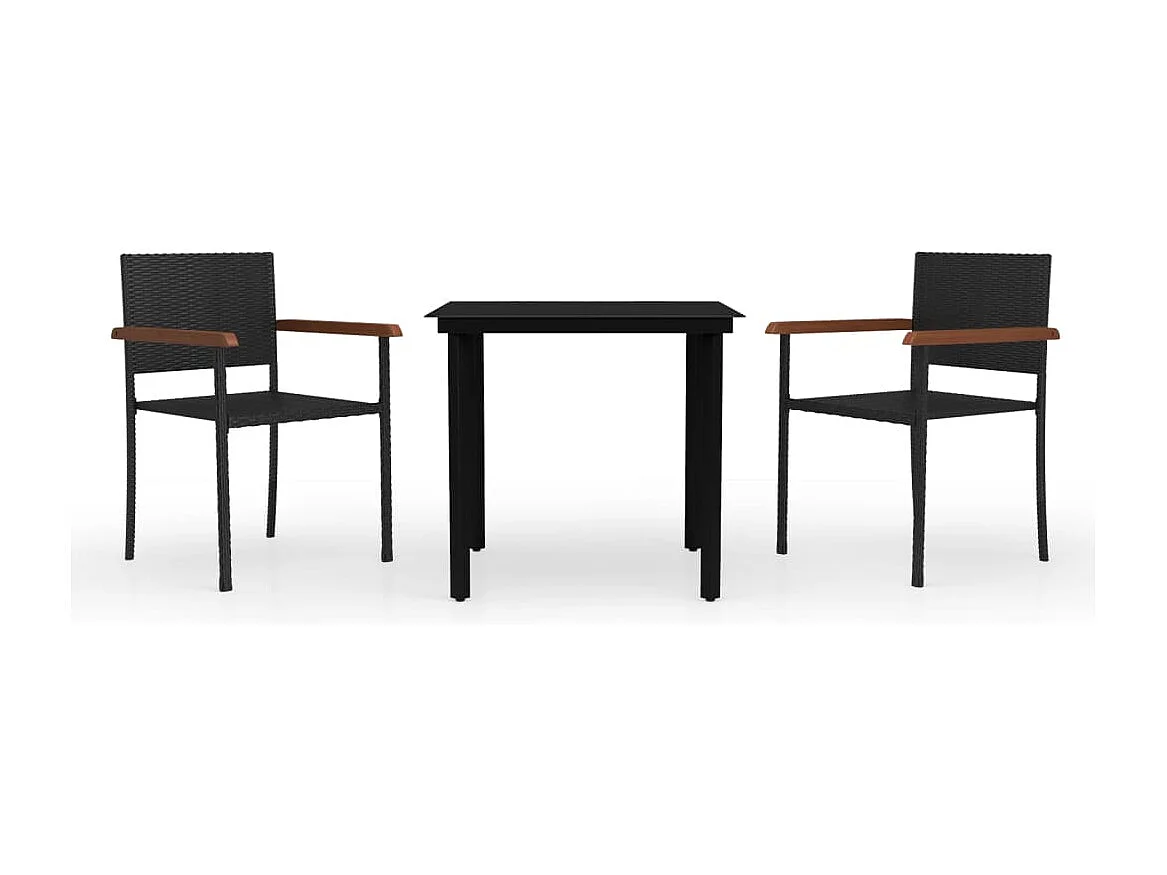 Ingrid Elise  Ensemble à manger de jardin 3 pcs Noir