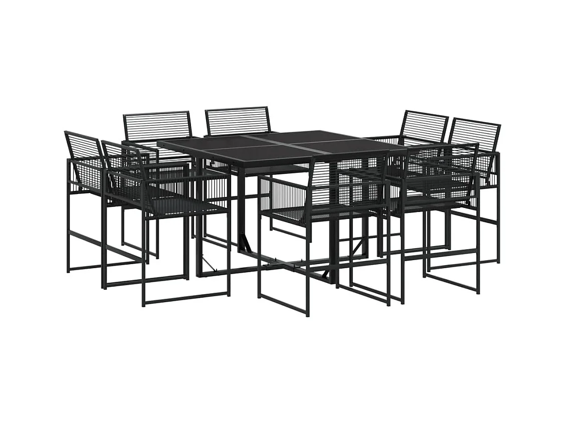 Bucksport  Juego de comedor de jardín 9 piezas ratán sintético negro