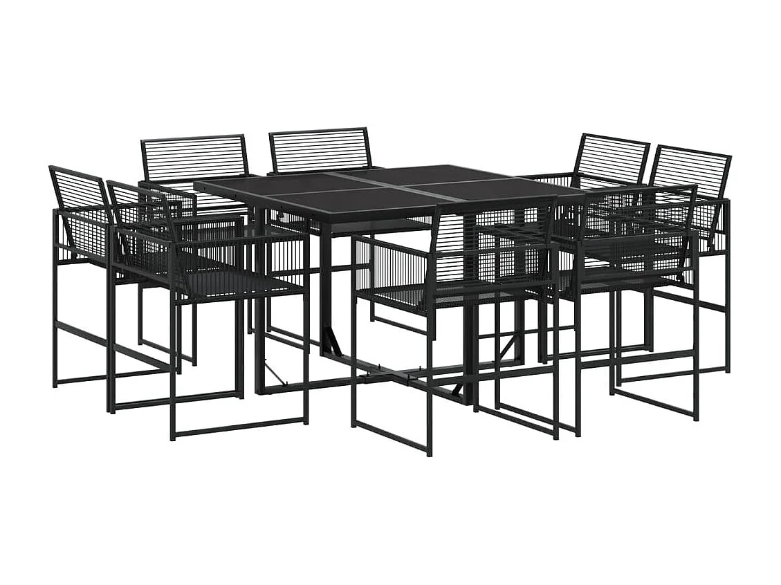 Bucksport  Ensemble à manger de jardin 9 pcs Noir Résine tressée