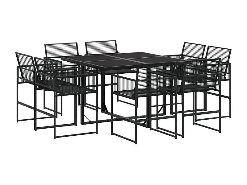 Bucksport  Ensemble à manger de jardin 9 pcs Noir Résine tressée