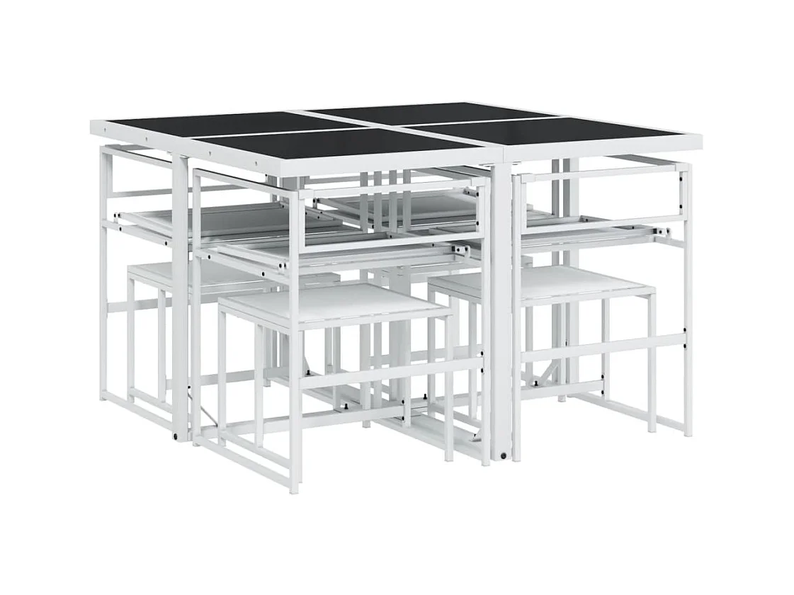 Blythe  Ensemble à manger de jardin avec coussins 9 pcs blanc textilène