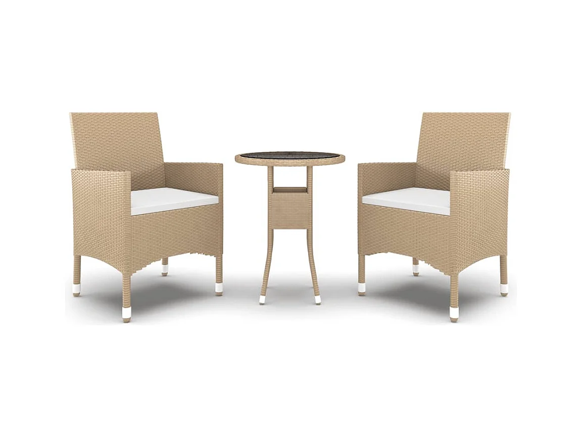 Nylvi  Ensemble à manger de jardin 3 pcs Résine tressée Beige