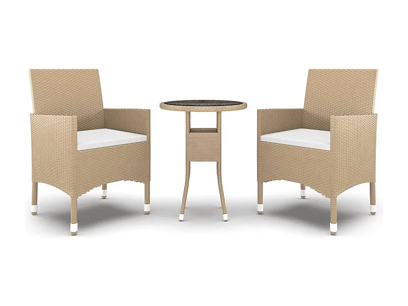 Nylvi  Juego de comedor para jardín de 3 piezas ratán sintético beige