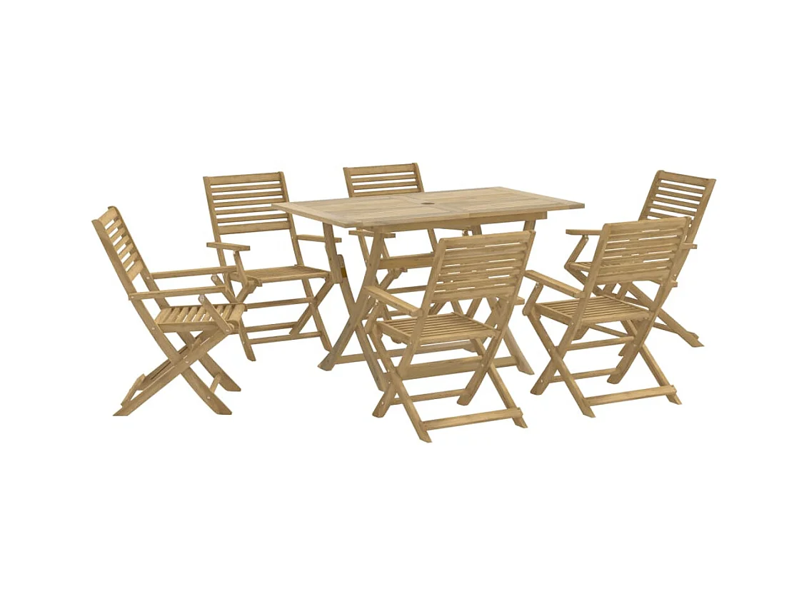 Halmstad  Juego de comedor para jardín 7 piezas madera maciza acacia