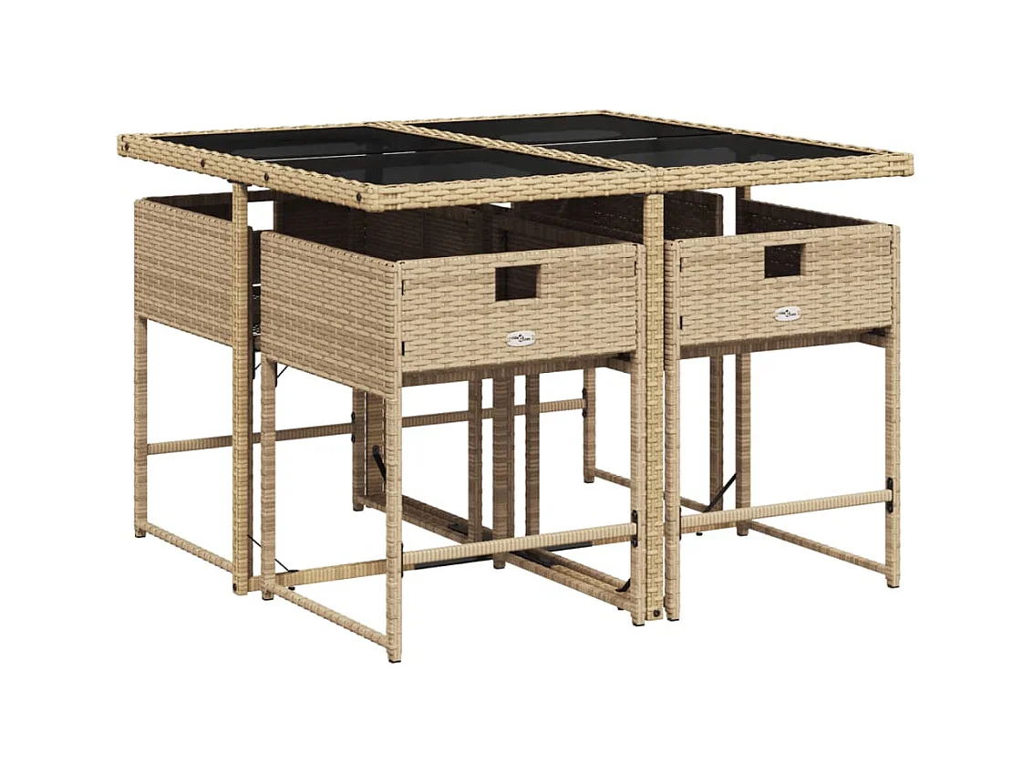 Sener  5-delige Tuinset met kussens poly rattan gemengd beige