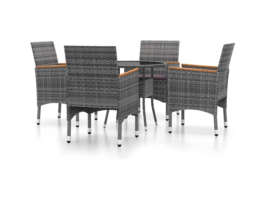 Didier-Paul  Ensemble à manger de jardin 5 pcs Résine tressée Gris