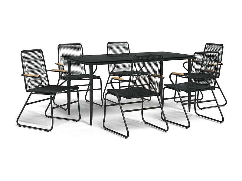 Ayisha  7-delige Tuinset PVC-rattan zwart