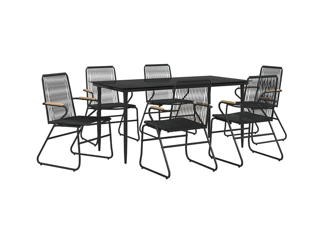 Ayisha  7-delige Tuinset PVC-rattan zwart