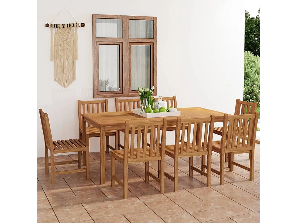 Kemale  Ensemble de salle à manger de jardin 9 pièces 200 x 100 cm en bois de teck massif
