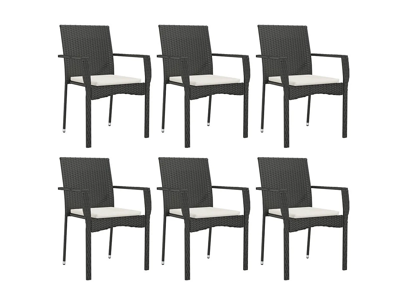 Tønder  Ensemble à manger de jardin coussins 7pcs Noir Résine tressée