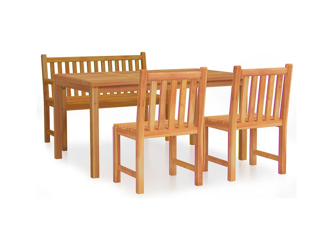 Birgit  Ensemble à manger de jardin 4 pcs Bois de teck massif