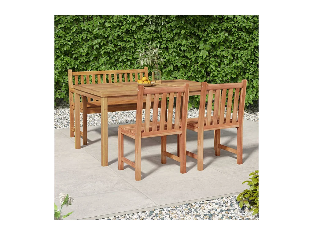 Birgit  Ensemble à manger de jardin 4 pcs Bois de teck massif