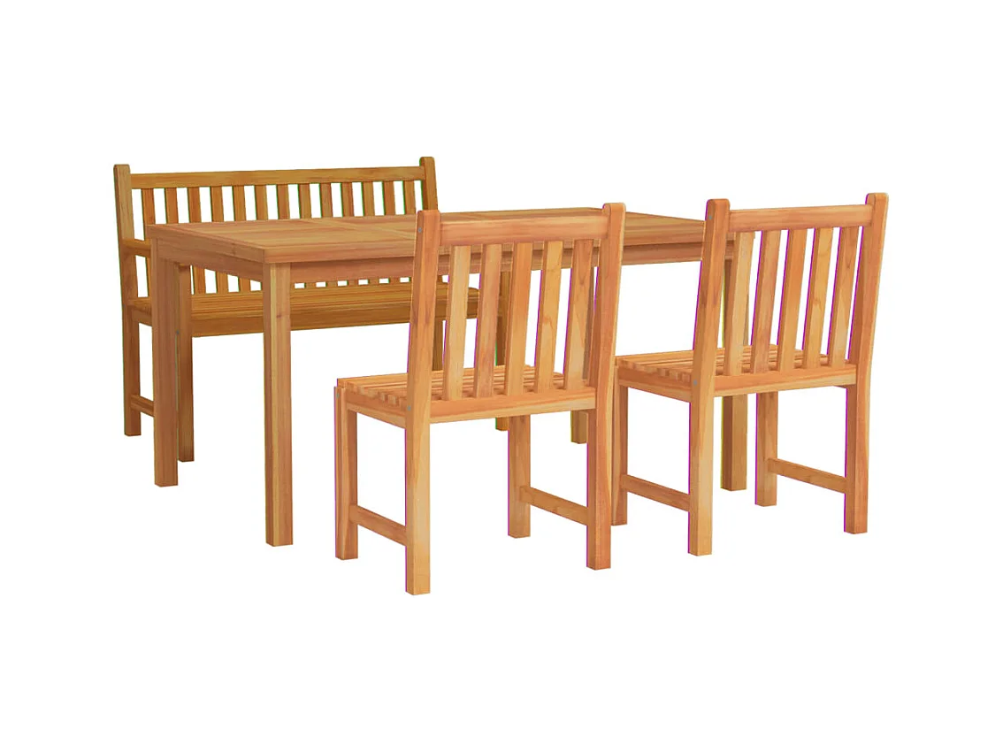 Birgit  Ensemble à manger de jardin 4 pcs Bois de teck massif