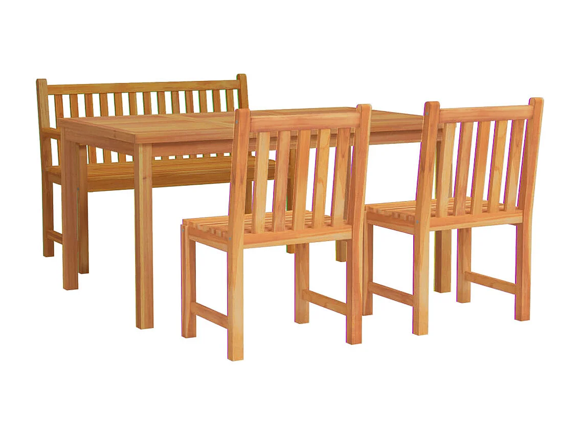 Birgit  Ensemble à manger de jardin 4 pcs Bois de teck massif