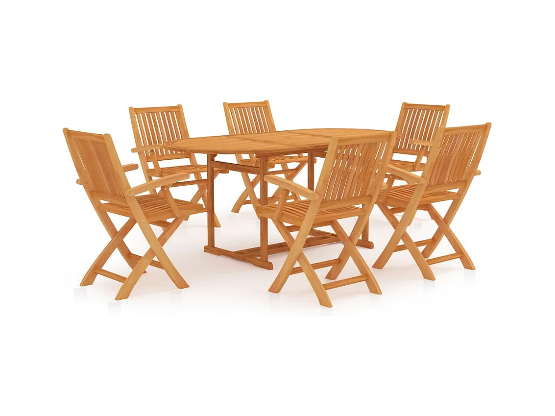 Kari  Ensemble à manger de jardin 7 pcs Bois de teck massif