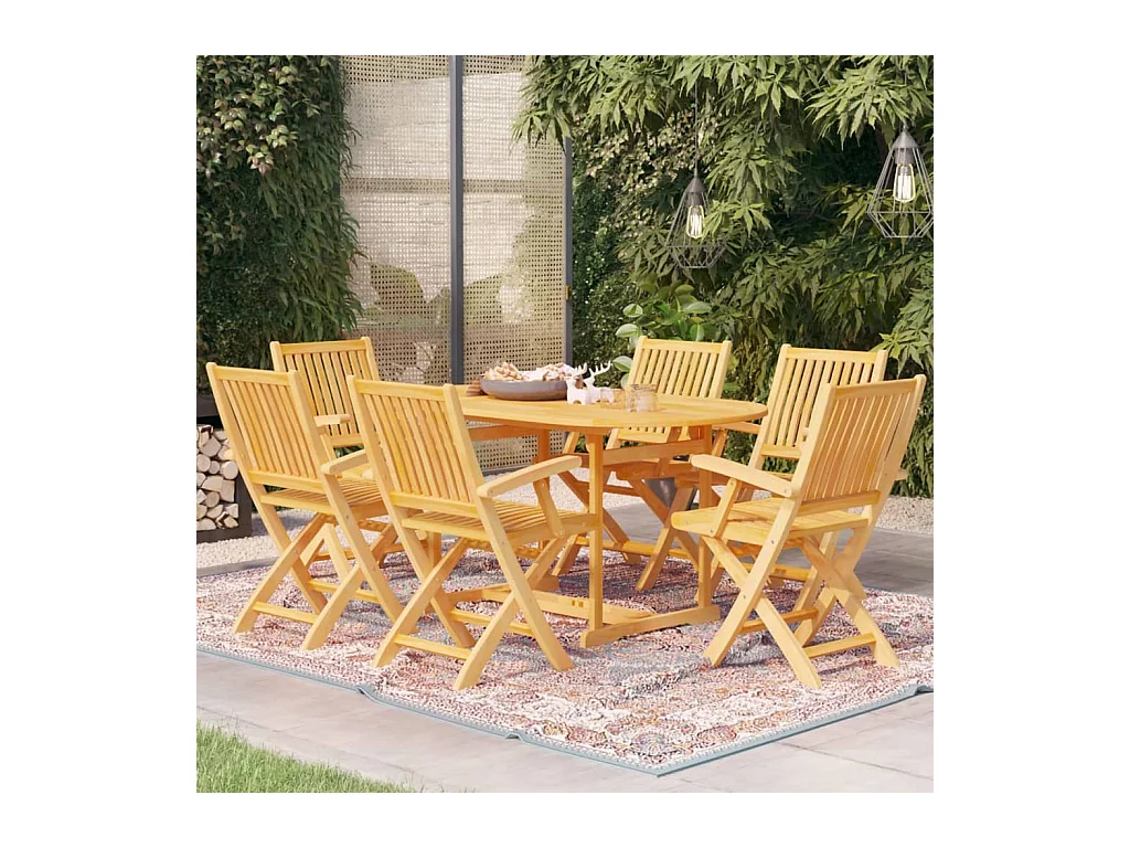 Kari  Ensemble à manger de jardin 7 pcs Bois de teck massif