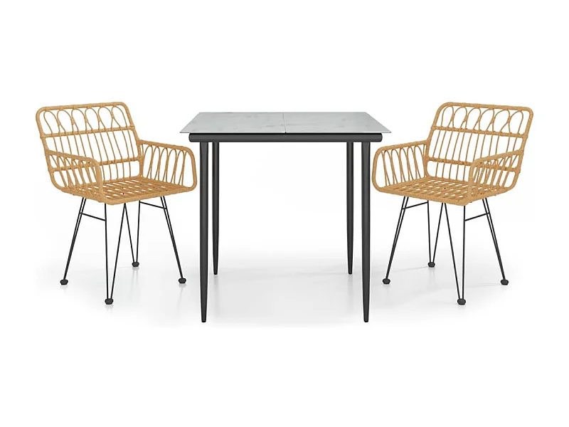 Arkadelphia  Juego de comedor de jardín 3 piezas ratán sintético