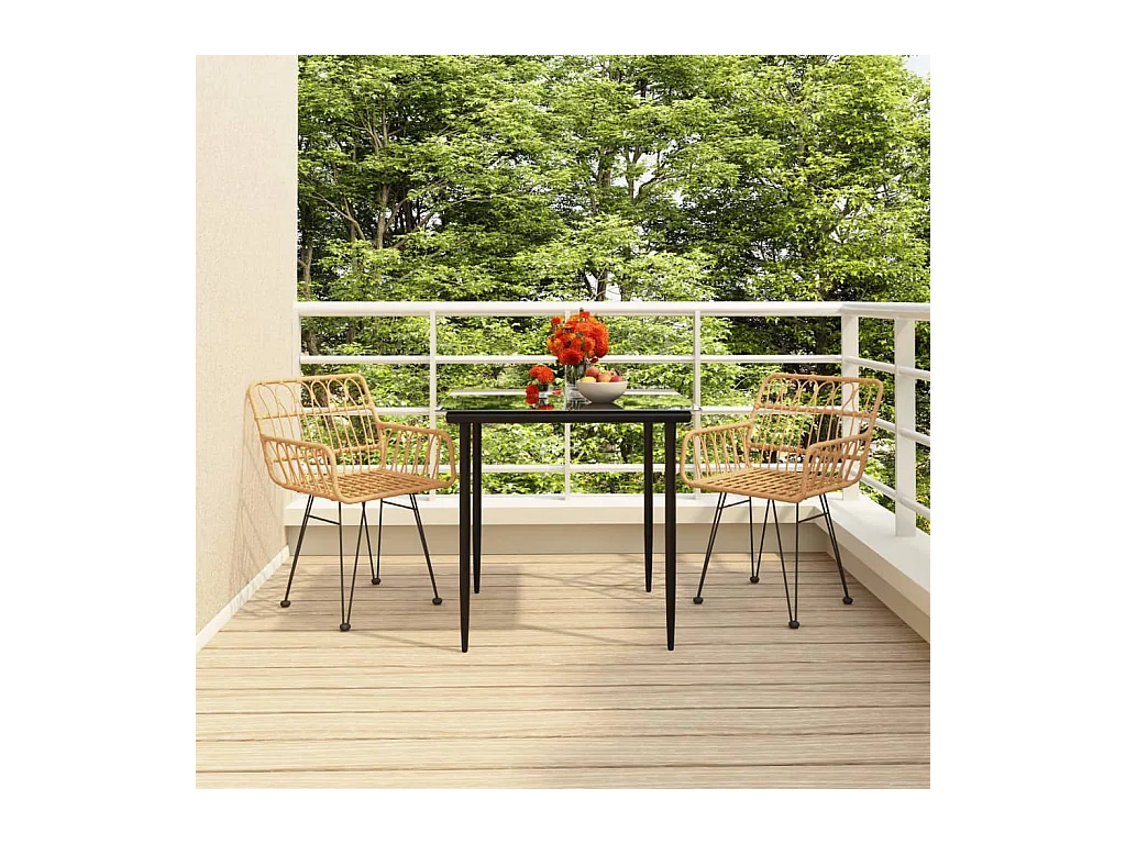 Arkadelphia  Juego de comedor de jardín 3 piezas ratán sintético
