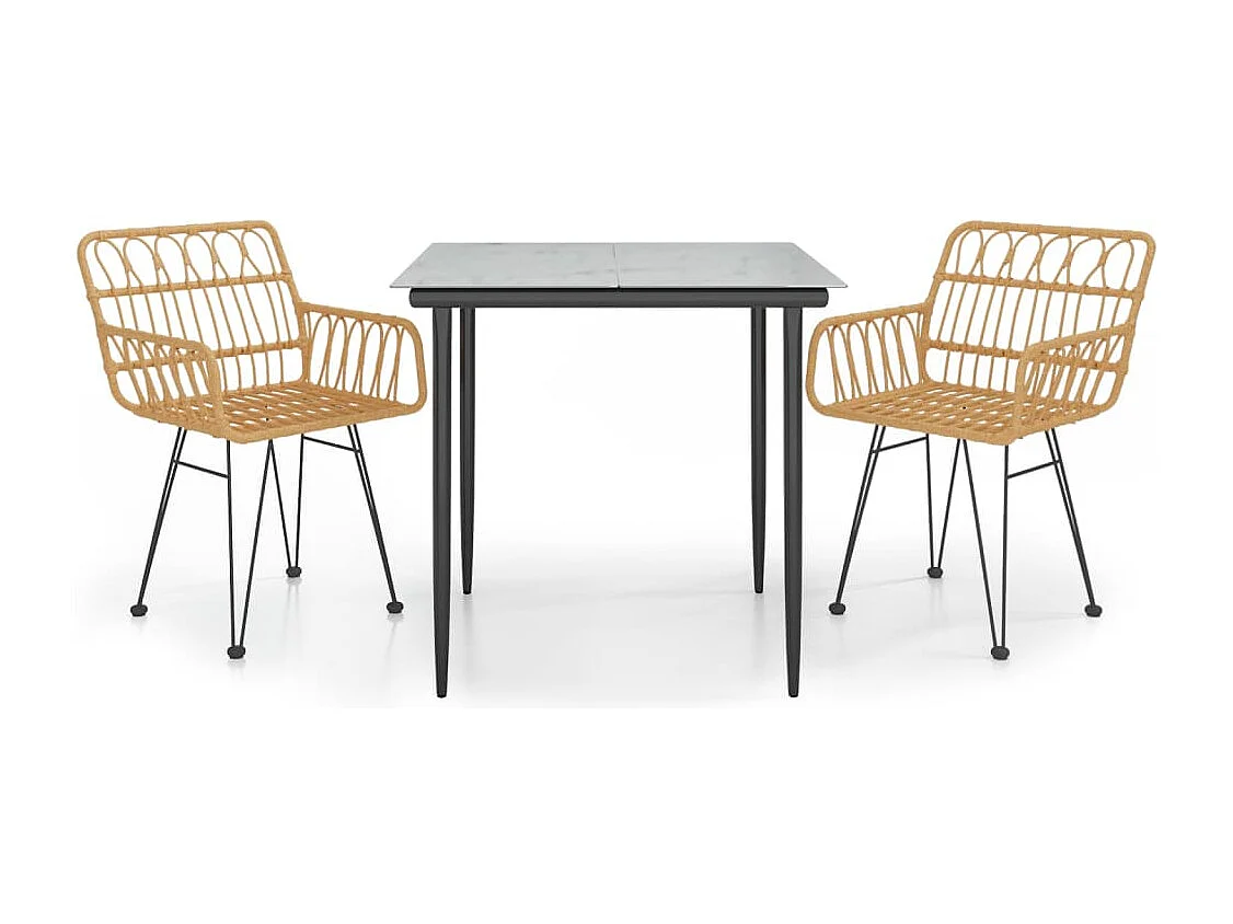 Arkadelphia  Ensemble à manger de jardin 3 pcs Résine tressée