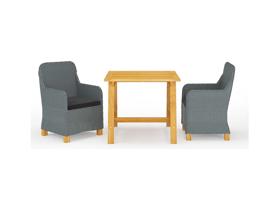 Clankee  Ensemble à manger de jardin 3 pcs Gris clair